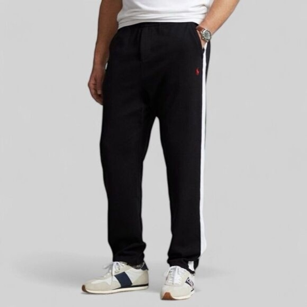 Polo Ralph Lauren Track Jogger Pants Mens  Black Interlock Tapered Size XXL